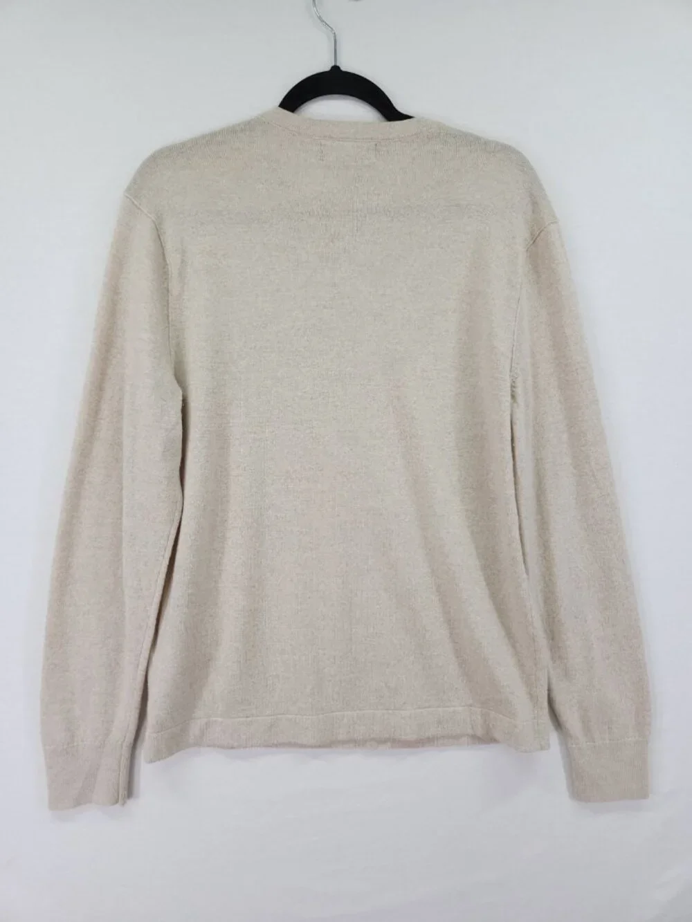 Banana Republic Extra Fine Merino Wool Sweater Mens Medium Beige Henley Pullover